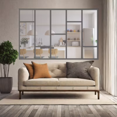 Verrière Loft 5 sections – L x H : 160 x 150 cm – Laqué brun 2650 granité – vitrages inclus