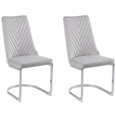 Lot de 2 chaises de salle à manger ALTOONA Velours Gris
