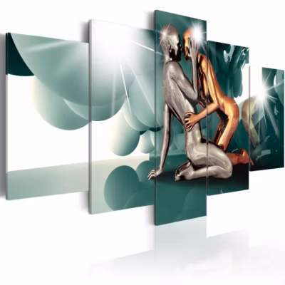 Tableau déco Amour azur 100×50 cm