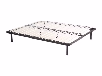Sommier cadre à lattes 120 x 200 cm – 2×19 lattes – Avec pieds – Noir – KALISTA de YSMÉE