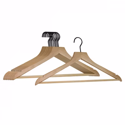 Lot de 40 cintres 44.5 cm pour vêtements adulte premium avec crochet pivotant à 360 degrés – Bois clair – Vivezen