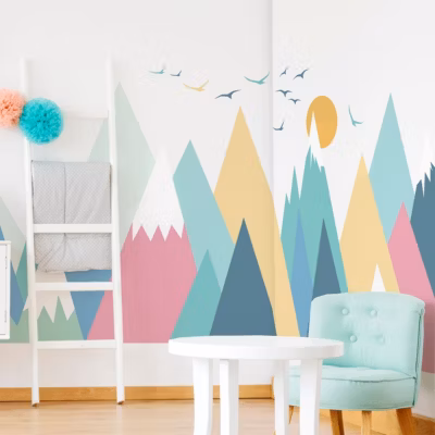 Stickers enfant montagnes scandinaves nivka 120 x 180 cm