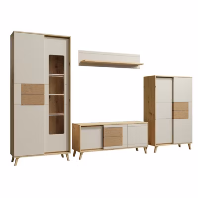 Ensemble De Meubles De Salon Vitrine Vaisselier Meuble Tv étagère En Bois Blanc