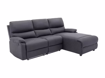 Canapé d&rsquo;angle droit relax électrique en tissu gris anthracite LUNANO