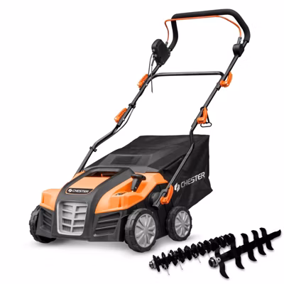 Scarificateur Démousseur-Émousseur Électrique CHESTER 1800W – 40cm – Aérateur 2-en-1 Pelouse & Gazon – Bac 55L