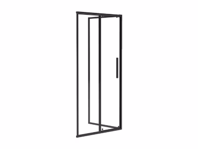 Paroi de douche avec porte coulissante noir mat style industriel – 140 x 80 x 195 cm – TORONI