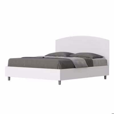 Lit coffre 160×200 structure frêne blanc tête de lit Antilia mélamine blanc/simili cuir