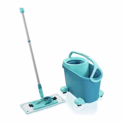 LEIFHEIT Clean Twist M Ergo mobile 52121 Kit de nettoyage sol – Balai a plat lave sol avec housse, seau a essorage facile, roule