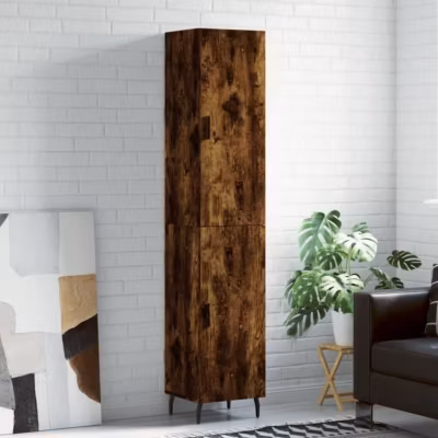 vidaXL Buffet haut Chêne fumé 34,5x34x180 cm Bois d&rsquo;ingénierie 3198806