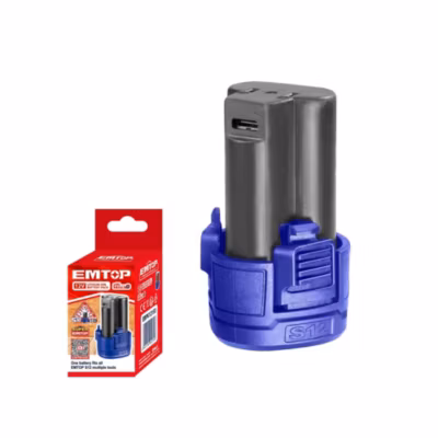 Batterie lithium-ion visseuse perceuse perforateur EMTOP 12V 1.5Ah Compatible avec tous les outils EMTOP S12