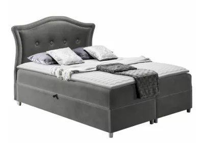 Lit continental Baltimore 135, Double, Gris, Tissu, Disponible