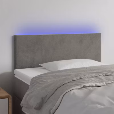 vidaXL Tête de Lit à LED Meuble de Chambre à Coucher Accessoire de Lit Simple Tête de Cadre de Lit Intérieur Gris Clair 3121374