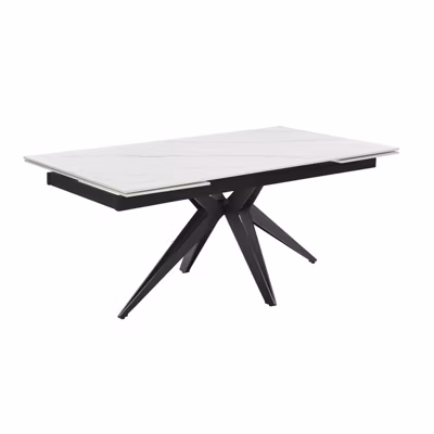 Table extensible 180-260 cm céramique blanc marbré pied étoile – NEVADA 06