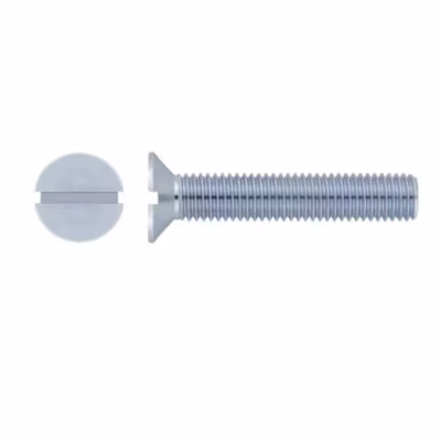 100 Vis Métaux Tête Fraisée Fendue 8 x 80 mm – DIN 963 – Zingué blanc – D-Work