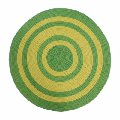 Tapis en coton effet cordage bi-colore vert diam.70