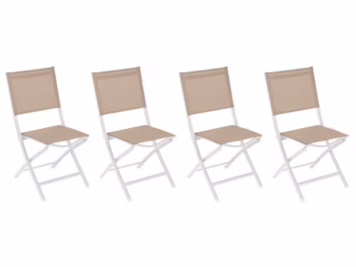Lot de 4 chaises de jardin en aluminium pliables Lin et Blanc Essentia – Hespéride