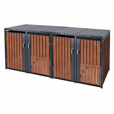 Abri pour 4 poubelles ML-Design 264x80x116,3 cm 240L anthracite/aspect rouillé acier couvercle/porte