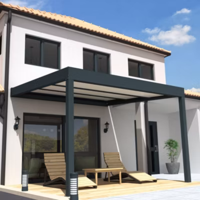 Pergola isotoit CONFORT rétractable Gris anthracite 3,00×4,10m (Motorisé à télécommande)