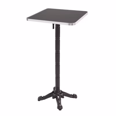 Table haute 60 cm inclinable plateau noir/argent et pied noir  Oviala