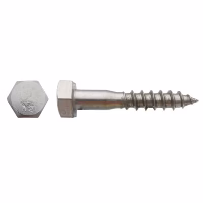 50 Tirefonds Bois Tête Hexagonale 10 x 90 mm – DIN 571 – Inox A2 – D-Work