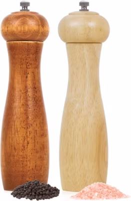 Lot de 2 moulins à poivre en bois de 20,3 cm d&rsquo;épaisseur réglable – Noyer et noyer