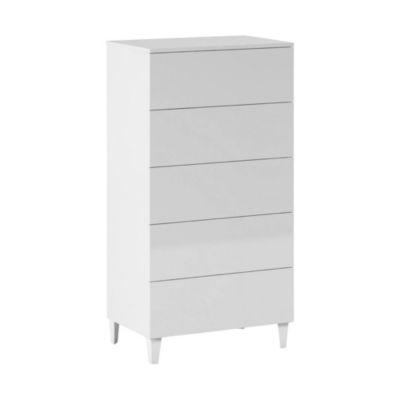 Commode Aaron, commode à 5 tiroirs, commode pour la chambre, commode moderne, 61x40h117 cm, blanc