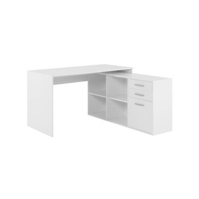 Bureau d&rsquo;angle London – Panneaux de particules – Décor blanc – 136 x 75 x 139 cm