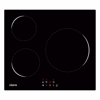 Plaque de cuisson induction 3 foyers 5600W L59xP52cm 9 niveaux de puissance minuterie individuelle Ciarra CD3BIH-C