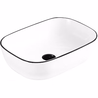 Vasque à poser rectangulaire, céramique 45,5×32,5×13,5 cm Blanc/noir