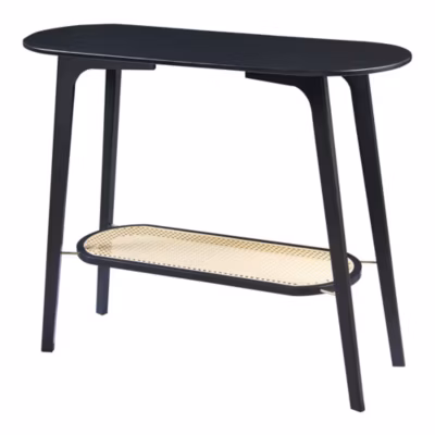 Table console Taivalkoski bambou 100 x 35 x 80 cm noir effet rotin en.casa