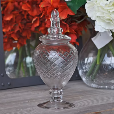 Bocal sur base verre Diamant 21x10cm