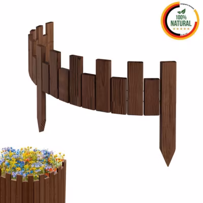 Bordure de jardin – FLORA4 – 100 cm x 15 cm – Bois de pin – Marron – Design en dents de scie