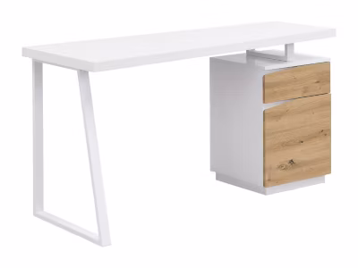Bureau 1 tiroir et 1 porte – MDF et acier – Coloris : Naturel et blanc – GOTAMA