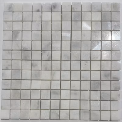 Mosaïque en Marbre Blanc Poli. 2,3×2,3x1CM