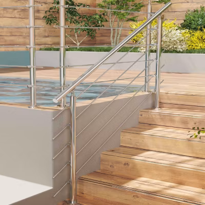 Pack garde-corps 1.2 m 5 barres inox 304 argent installation verticale intérieur extérieur by Aica