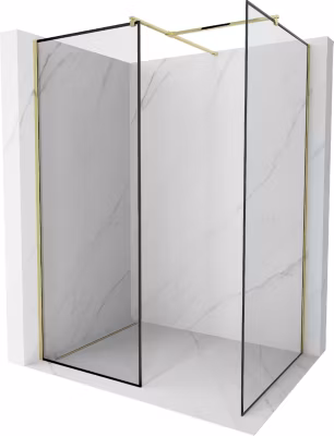 Mexen Kioto paroi de douche Walk-in 150 x 100 cm, cadre noir, doré – 800-150-202-50-70-100