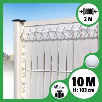 Kit 10m occultation lattes aluminium pour panneau rigide maille 55 – H 1m03 x 2m Blanc