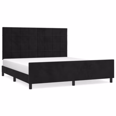 Lit double, Lit adulte, Cadre de lit sans matelas noir 160×200 cm velours
