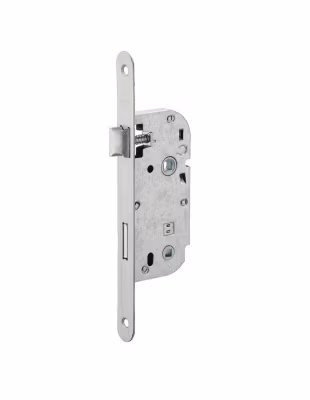 Boitier de serrure encastrable à condamnation pour porte de salle bain ou toilettes, axe 40mm, bouts ronds, inox – THIRARD