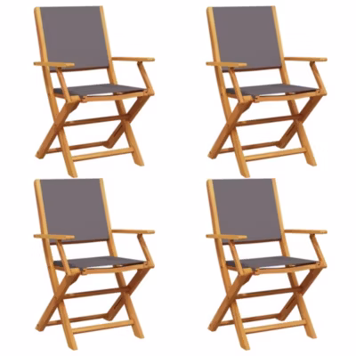 Chaises de jardin pliantes lot de 4 tissu et bois massif vidaXL