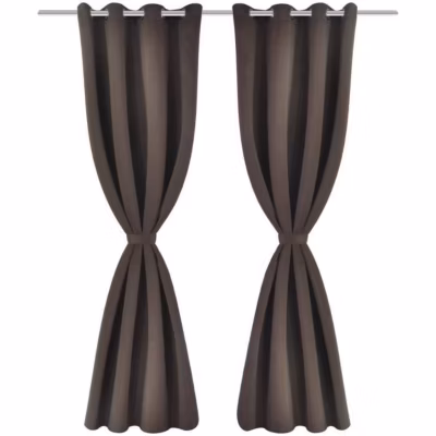 2 pcs Rideau Blackout Occultant Brun avec Œillets en métal 135x245cm