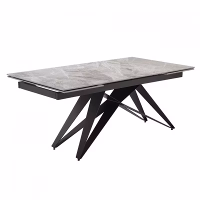Table extensible 160-240 cm céramique gris marbré pied géométrique – DAKOTA 03