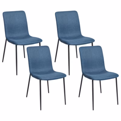Lot de 4 chaises de salle à manger GLENDIVE Tissu Bleu foncé