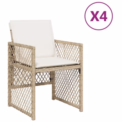 Chaises de jardin avec coussins lot de 4 beige résine tressée vidaXL