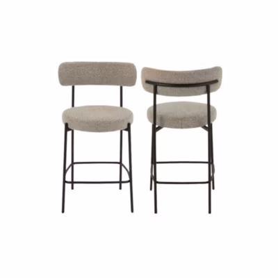 Chaises de bar en métal noir et bouclette (lot de 2) gris  – GERDA