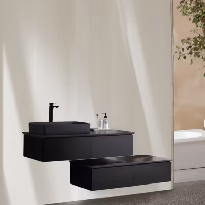 Meuble salle de bain Aquacera 120 cm noir avec vasque