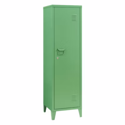 Armoire à casier Kurikka métallique vérouillable 137 x 38 x 38 cm vert pomme en.casa