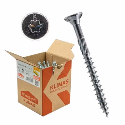 Vis de construction bois Klimas à tête fraisée Torx, zinguées blanches 8 x 400 mm 50 pcs