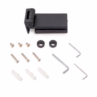Emuca Charnière pour porte en verre avec garniture, charnière horizontale avec embout de 40mm, pour porte de 8-12mm, aluminium et