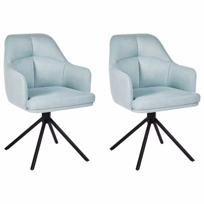 Lot de 2 chaises de salle à manger MIRA Tissu Bleu clair
